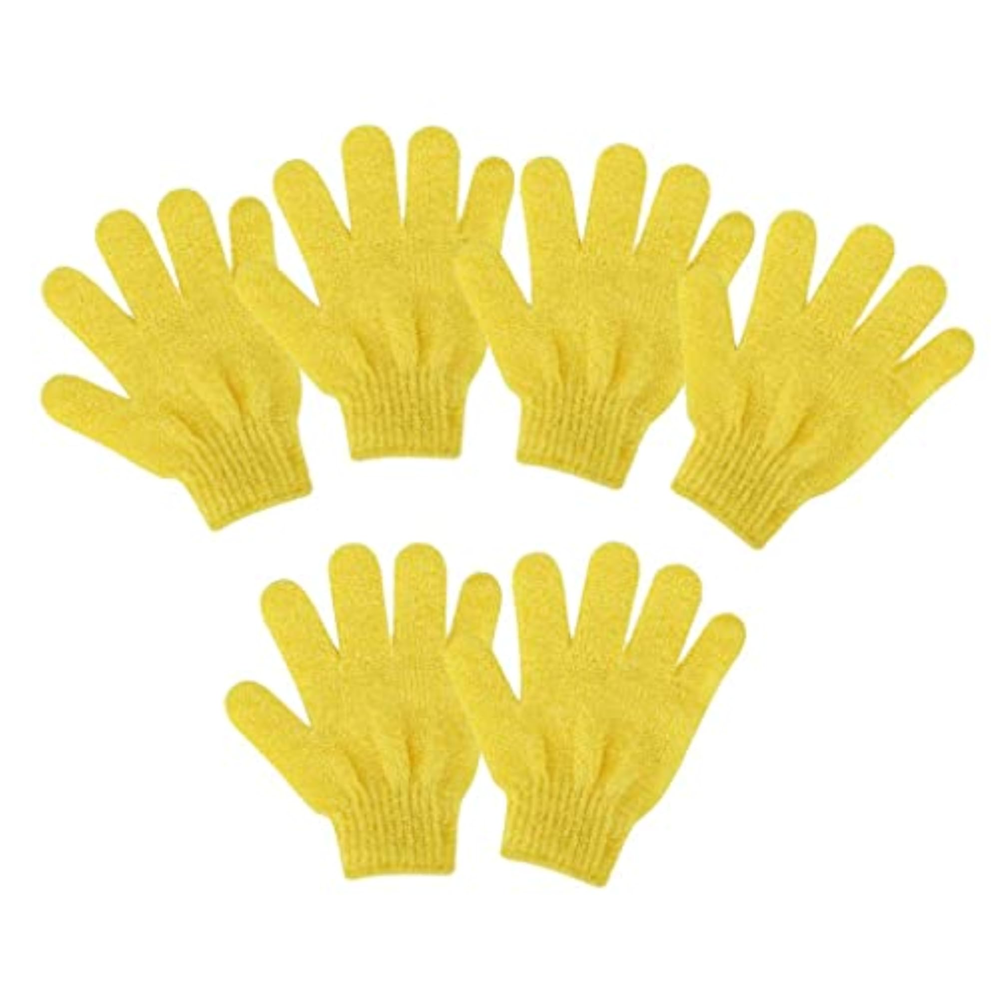 6 Pieces Exfoliating Body Scrub Shower Gloves Bath Massage SPA Mitts Yellow