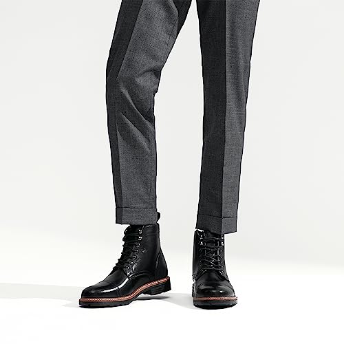Image of Jousen Leather Boots for Men Dress Retro Classic Design Mens Boots Cap Toe Boot Black Rubber Sole