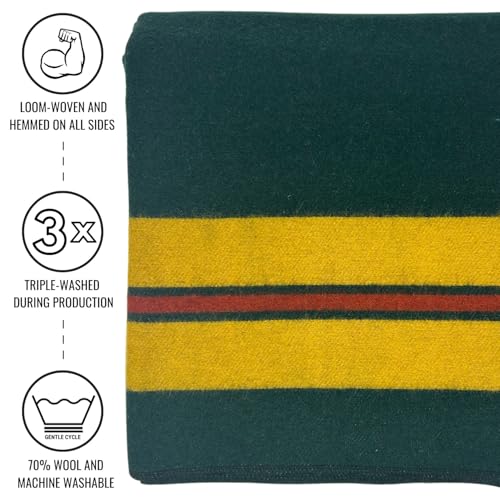 Image of Arcturus Rainier Wool Blanket - Warm, Heavy, Washable, Bed Blanket | Great for Home & Camping (Fort Vancouver, King)