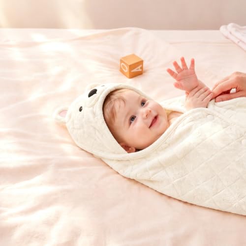 Image of Baby Hooded Towels with Animal Design, Soft & Absorbent Bath Towel with Hood for Newborn Babies Infant Toddler Kids Boy and Girl Essentials 32x49Inch (Bear)