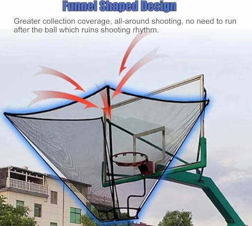 Sistema Portatile di Ritorno dei tiri da Basket e Rete di Rimbalzo - Dispositivo di Allenamento Pieghevole Regolabile per Bambini, Adolescenti e Adulti - Perfetto per Principianti e per Lo s