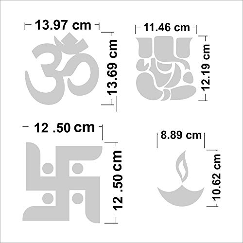 Image of Bikri Kendra - Ganesha with Om Swastika Diyas 3D Acrylic Decorative Mirror Wall Sticker (Golden), Pack of 8