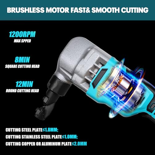 Mellif Akku Blechknabber kompatibel mit Makita Akku 18V, Elektrische Blechschere mit bürstenlos Motor,1200 RPM, 360° drehbarer Knabberkop