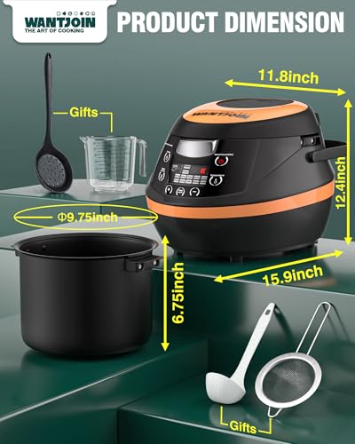 Image of WantJoin Boba Maker - Commercial 8L Bubble Cooker Automatic Cooking Pot Tapioca Maker Warmer Machine for Bubble Tea Milk Tea Restaurant Dessert Stores, 1350W