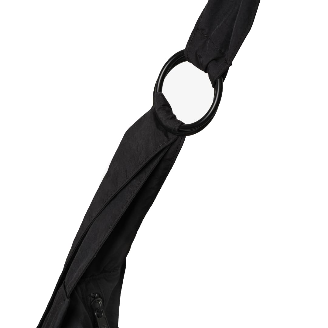 Thread Wallets Mini Slouchy Bag for Women - Crescent Sling Purse with Adjustable Strap & Zip Pocket, Unstructured & Foldable (Black)