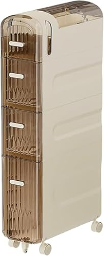 AZIEBAY 狭いスペースのキッチン収納カート、キャスター付きの防水引き出し収納ラック、大容量の多機能プラスチック収納キャビネット、キャスター、360度回転と移動、キッチン、家庭、バスルームに適しています