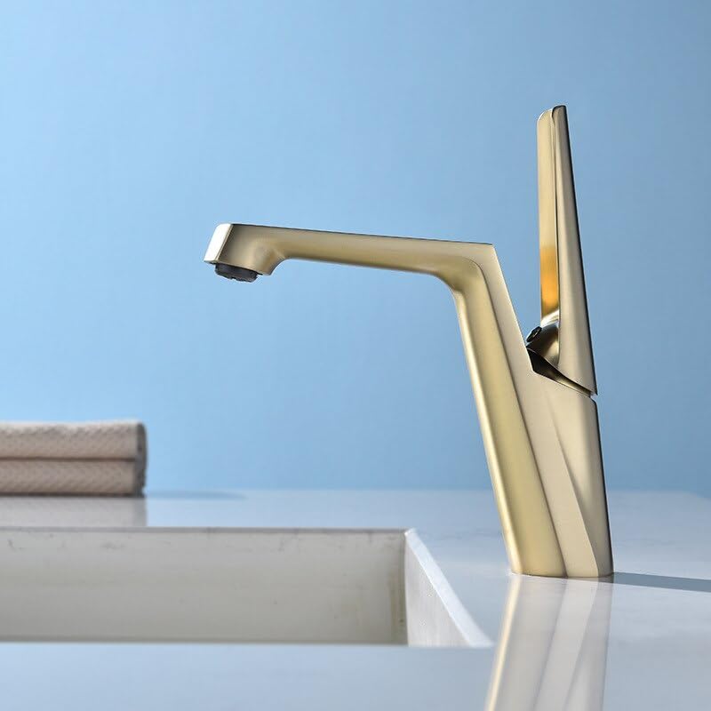 Robinet mitigeur en laiton brossé or et blanc haut de gamme pour lavabo chic