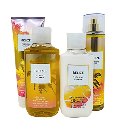 Bath & Body Works BELIZE Deluxe Gift Set - Ultra Shea Body Cream - Shower Gel - Body Lotion - Fine Fragrance Mist