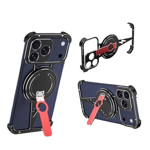 Magnetic Metal Case for iPhone 17 Pro / 17 Pro MaxAA~t[XϏՌop[A360°]iEjLbNX^htA^EyʕیJo[AMagSafeΉ(Black,17 Pro)