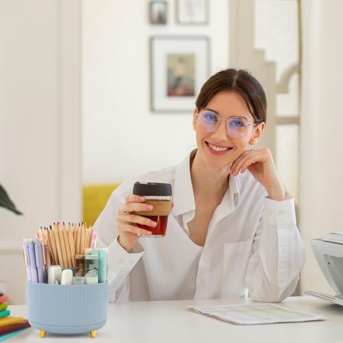 Desk Pencil Pen Holder, 5 Slot 360 Rotating Desk Organizer for Workplace, House Artwork Provide - Image 8