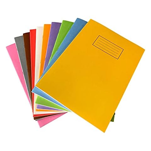 Janrax Pack of 10 A4 Assorted Coloured 80 Pages Feint and Ruled Exercise Books Cover