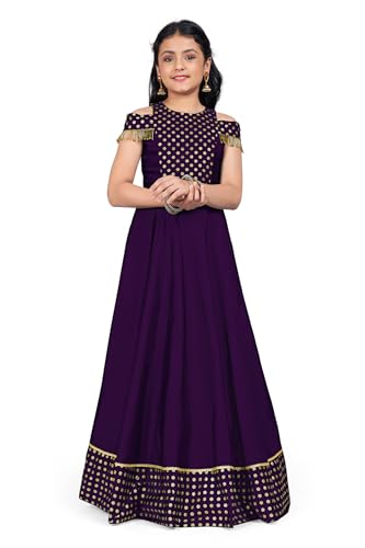 Image of Fashion Dream Girls Silk Blend Floral Printed Dress|Fancy Western Party Gown|Kids Ethnic Dress