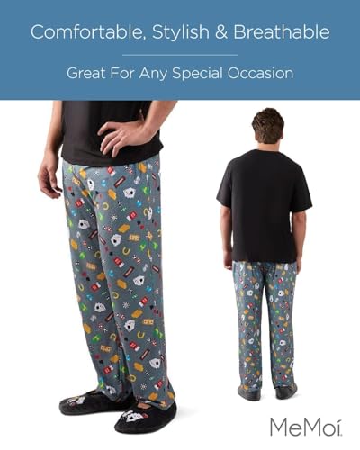 MeMoi Men's Deal Me In Two Piece PJ Set In A Bag Med Gray Heather S4