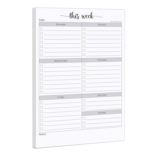 321Done Weekly Checklist Notepad, 5.5X8.5 Size Pad - 50 Tear-Off Sheets, Undated Monday-Sunday Schedule, Daily Task Planner For Home, Office &Amp; Student Use - Made In Usa