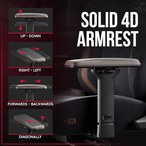 X-Eye 2.0 Sedia Gaming Ufficio Ergonomica, Poltrona da Gamer | Poggiatesta Magnetico, Braccioli e Schienale Regolabili | Supporto lombare regolabile integrato | Caricabile fino a 140 kg | Nero - Sedia gaming - Immagine 3