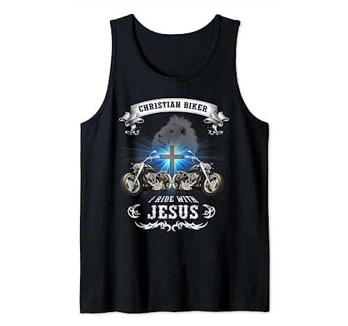 Christian Biker I Ride With Jesus, Motocicletas, Biker Camiseta sin Mangas