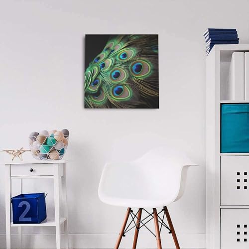 Peintures thème plumes de paon vertes 40,6 cm pour réveiller les murs ternes de votre maison - 5