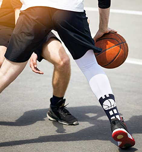 Youper Elite Basketball Socks with Basketball Logo & Net (2 Pairs), Athletic Crew Socks for Men, Boys, Women & Girls4