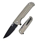 Kizer Justice, EDC Folding Knife Black N690 Blade and Desert G10 Handle with Clip Pocket Knives for...
