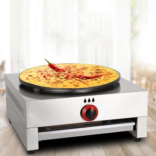 Aioneer Crêpière À Gaz Professionnelle De 40 Cm (15,7 Pouces), Gaufrier en Acier Inoxydable Antiadhésif, avec Bouton De Réglage De La Puissance, Idéale...