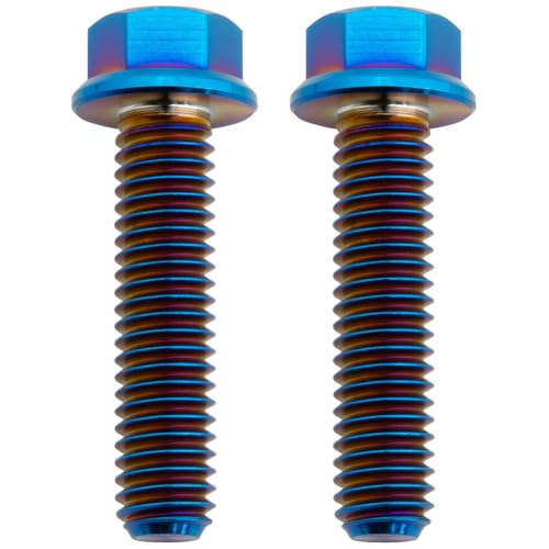 Image of Tusk Titanium Bolt M6 x 25mm x 1.00 Pitch 2 Pack Hex Flange 8mm Head and T30 Burnt Blue 45% Lighter (2 Packs) (M6 x 25mm)