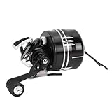 RiToEasysports Angelrolle, Hochgeschwindigkeits-Wendegriff mit 120 M Schnurlänge für Angelabenteuer, Aluminiumlegierung, Kupfer-Zink-Legierung, Schwarz