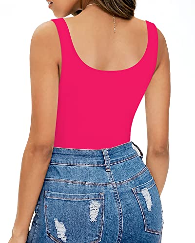 Image of MANGOPOP Women's Tank Top Bodysuit Scoop Neck Sleeveless Body Suits Sexy U-Back Backless Going Out Tops