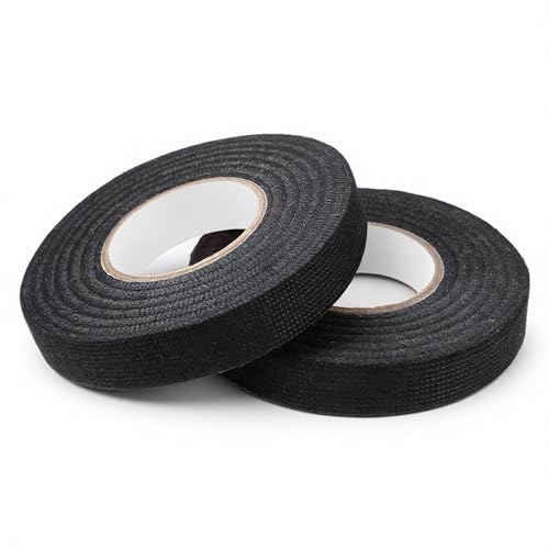 2-Pack Wire Harness Tape, Cloth Electrical Tape Black Electric Self-Adhesive