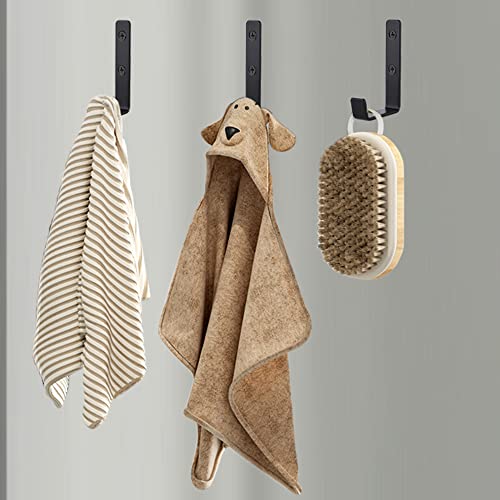 Manmilai 5 Pcs Towel Hooks Heavy Duty Black Wall Hooks Extra Thick Pure Metal With Screws Hole Installation Never Falling Hook Coat Key Robe Hanger (Sand Surface Big Black Hooks) #TOP5