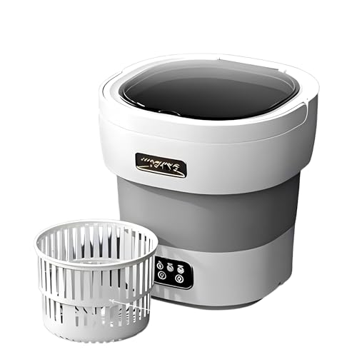 XVersion 13L Mini Portable Washing Machine with Spin Dryer Foldable Washer for Baby Clothes Underwear Socks | Compact Laundry for Apartment Travel RV Home (White)