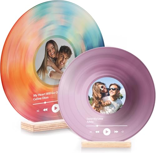 DBLXYAN Disco in vinile personalizzato, disco decorativo in vinile con foto personalizzata, regali di coppia personalizzati, regali fotografici per anniversario, matrimonio, targa in acrilico