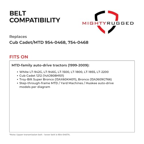 Image of MightyRugged 954-0468, 754-0468 Upper Transmission Belt for MTD Cub Cadet