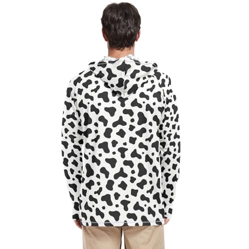 Cow Print Mens Hoodie Sun Protection Long Sleeve UPF 50 + Mens Sun Shirts Sailing Rash Guard UV Hooded Rash Guard3
