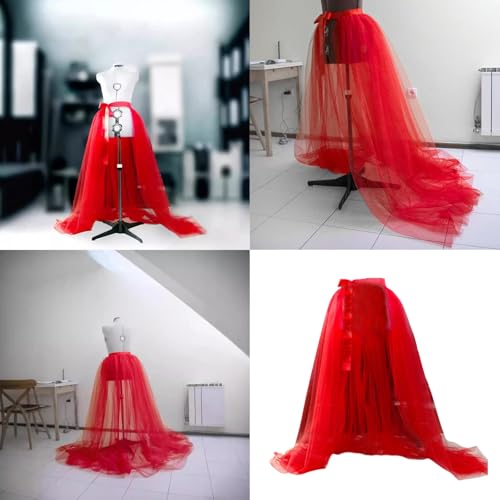 Women See Through Mesh Tulle Tutus Overlay Long Skirt Wedding Cocktail Prom Bandage Long Dress Detachable Overskirt2