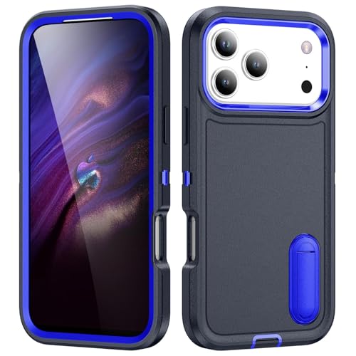 Coque iPhone 17 Pro Max bleu marine en silicone avec béquille pour vos vidéos