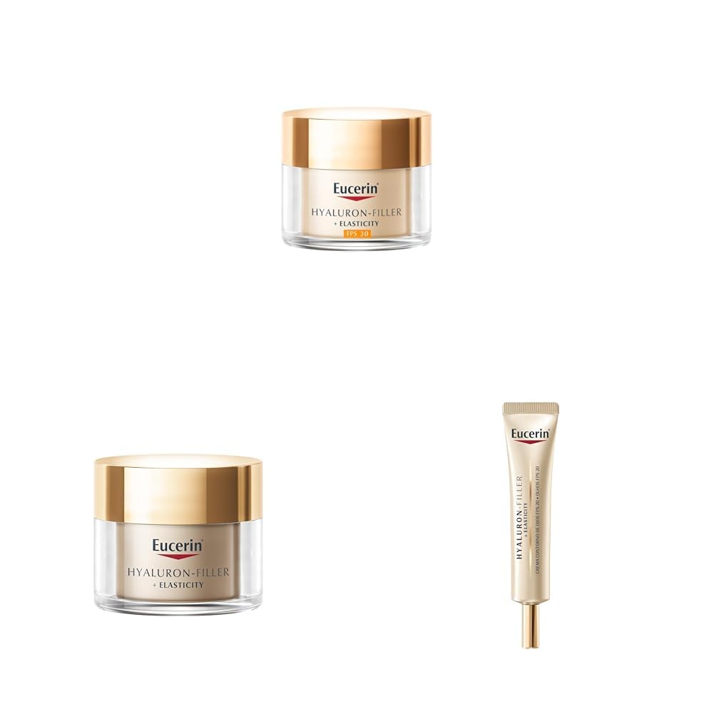 Eucerin Rutina Antiedad HyaluronFiller Elasticity Día FPS30 + HyaluronFiller Elasticity Noche + HyaluronFiller Elasticity Contorno de ojos