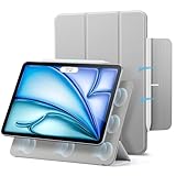 ESR iPad Air 11インチ ケース (M3/M2、2025/2024) iPad Air 第5/4世代 (2022/2020) iPad Pro 11インチ (2018) 専用カバー 強力マグネット吸着式 スリムな三つ折りスタンドケース Pencil Pro/USB-C完全対応 自動ウェイク/スリープ 耐久性保護 Reboundシリーズ グレー
