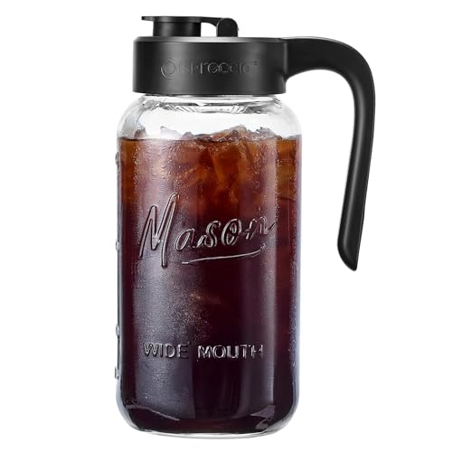 Comparison: Best Sun Tea Jar 4 Spreccio Mason Jar Pitcher - Airtight & Leakproof Glass Pitcher with Lid, Perfect for Breastmilk, Cold Brew, and Sun Tea, 2 Quart (64 oz) 1/2 Gallon Mason Jar with Pour Spout Lid