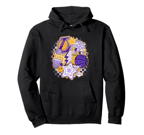 NBA Los Angeles Lakers Psychedelic Basketball Collage Pullover Hoodie
