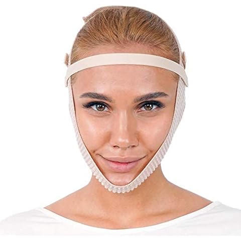 Post Surgery Chin Compression Garment, Chin Strap Band, Face Lift Kit, Chin Lift, Face Slimmer, Jowl Tightening (Beige) Cover