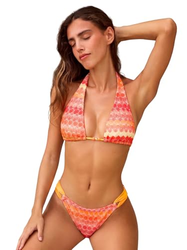 Bikini col en V texturé avec bretelles dos nu ajustables pour un maintien parfait