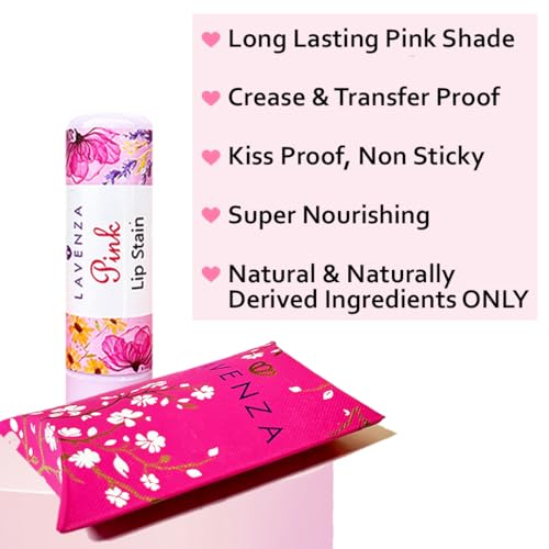 Lavenza pH Based Natural Pink Lipstain & Lip Balm (2in1) | Long Lasting PINK shade, Nourishing, Water Proof, Vegan | With Grapeseed Oil & Plant Butters | FREE FROM Synthetic... - Image 5