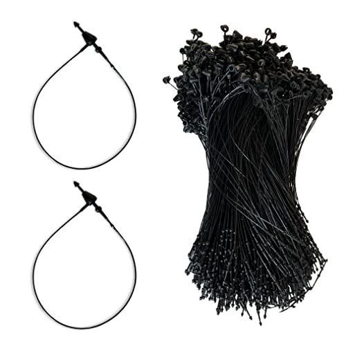 Image of Synthetics 5 inch Plastic String Loop Fastener Hang Tag Snap Lock Plastic Tag Fasteners Pin Security Loop for Retail Store Clothing Price Tag Pins, Black - 5000 Pieces
