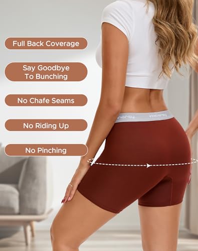 Image of INNERSY Boy Shorts Underwear for Women High Waisted Ladies Panties Boxer Briefs Breathable Stretch 5 Pack