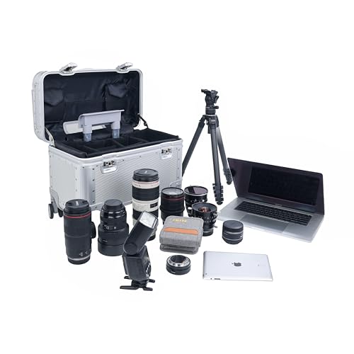 Maleta para cámara de aluminio con ruedas y asa telescópica miniatura 5