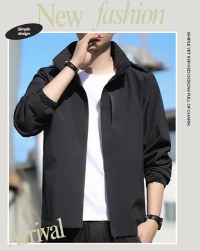 Poperdision ジャケット メンズ ウインドブレーカー フード付き 秋服 大きいサイズ ゆったり ブルゾン ジャンパー マウンテンパーカー アウトドア 人気 無地 防風 防寒 防水 軽量 撥水生地 カジュアル 春秋冬服 の商品画像 1