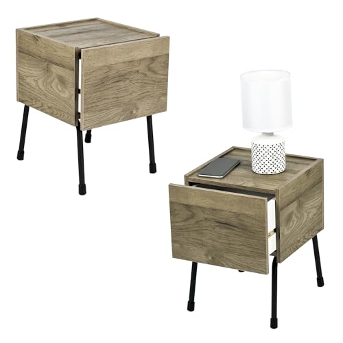 Iris Ohyama, Regal/Kleines Aufbewahrungsmöbel, Set mit 2 Beistellmöbeln, Design, Solide, Büro, Haus - IWST-300 - Aschbraun