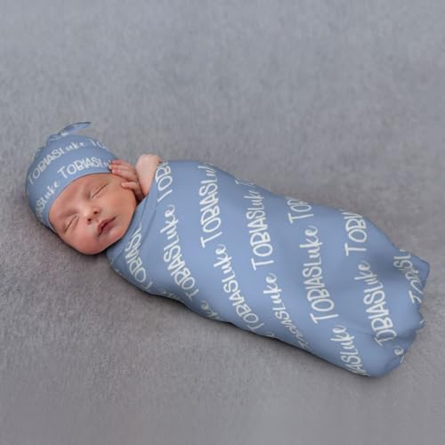 Personazlied Baby Blanket, Custom Swaddle Blanket for Newborns with Name, Customized Baby Blanket for Boys and Girls, Ideal Personalized Baby Gifts for Newborns and Baby Showers (Pattern Name) - 2