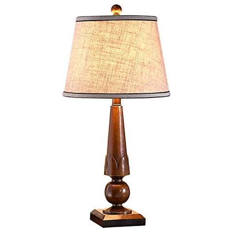 Bedside Lamps 24.4" Retro Design Table Lamp Bedroom Bedside Lamp Resin Tapered Double-Layer Patch Lampshade Modern Living Room Decoration Table Lamp Lamp for Bedroom (Color : Brown) Cover