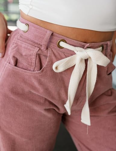 Hooever Womens Corduroy Barrel Wide Leg Baggy Pants Casual Drawstring High Waisted Loose Palazzo Trousers3